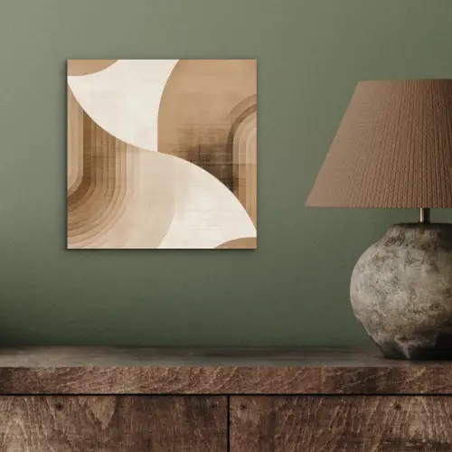 Retro - Geometrische lagen - Aardetinten aluminium wit klein -sfeer2