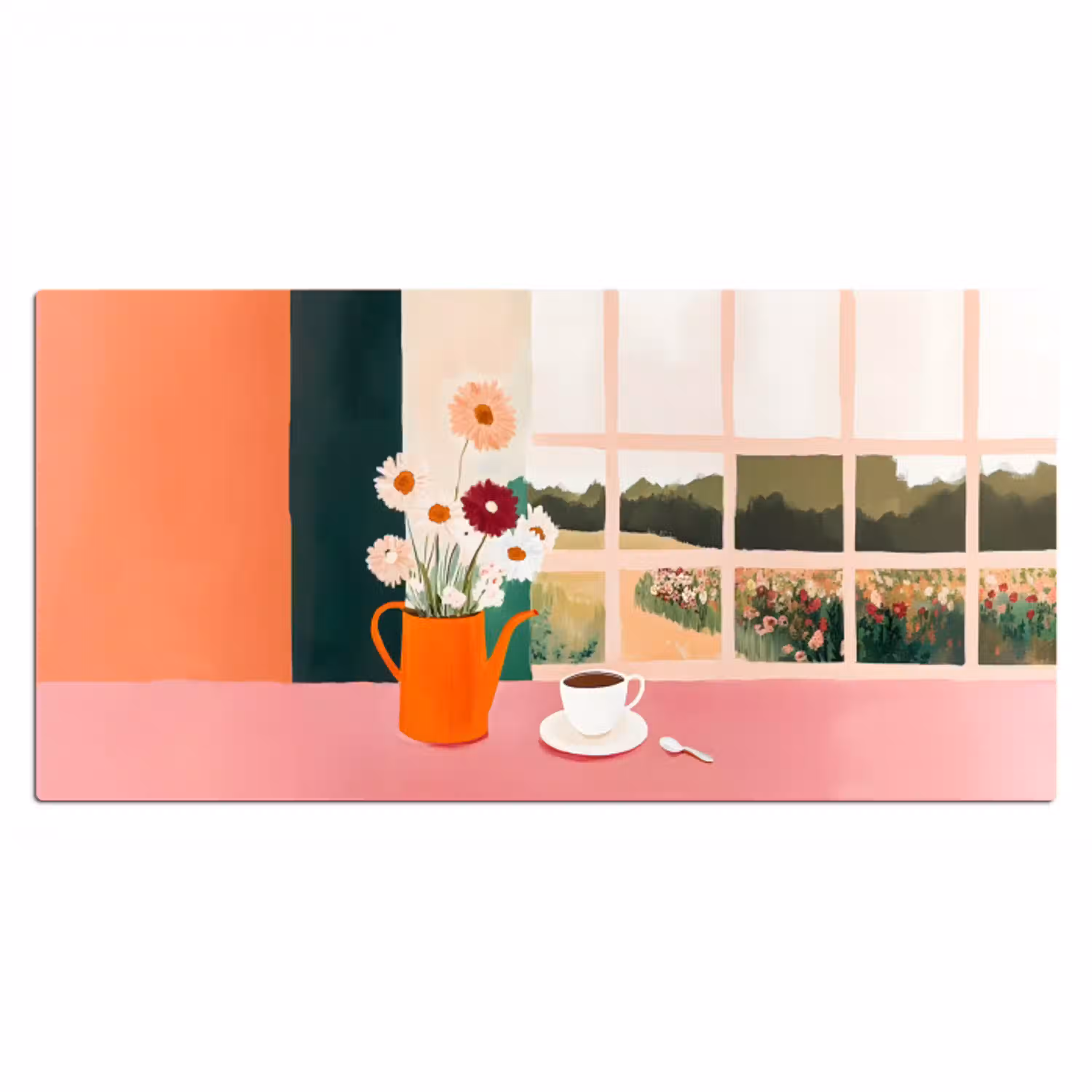 Bloemen - Koffie - Raam Muismat XXL klein -3d_leeg