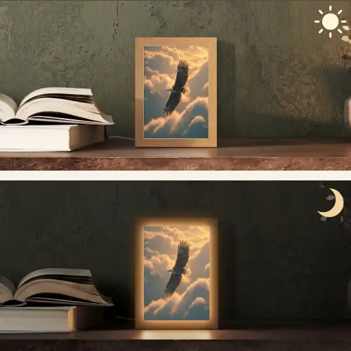 Adelaar - Wolken - Zon Light Box met kabel (Tafellamp) klein -sfeer3