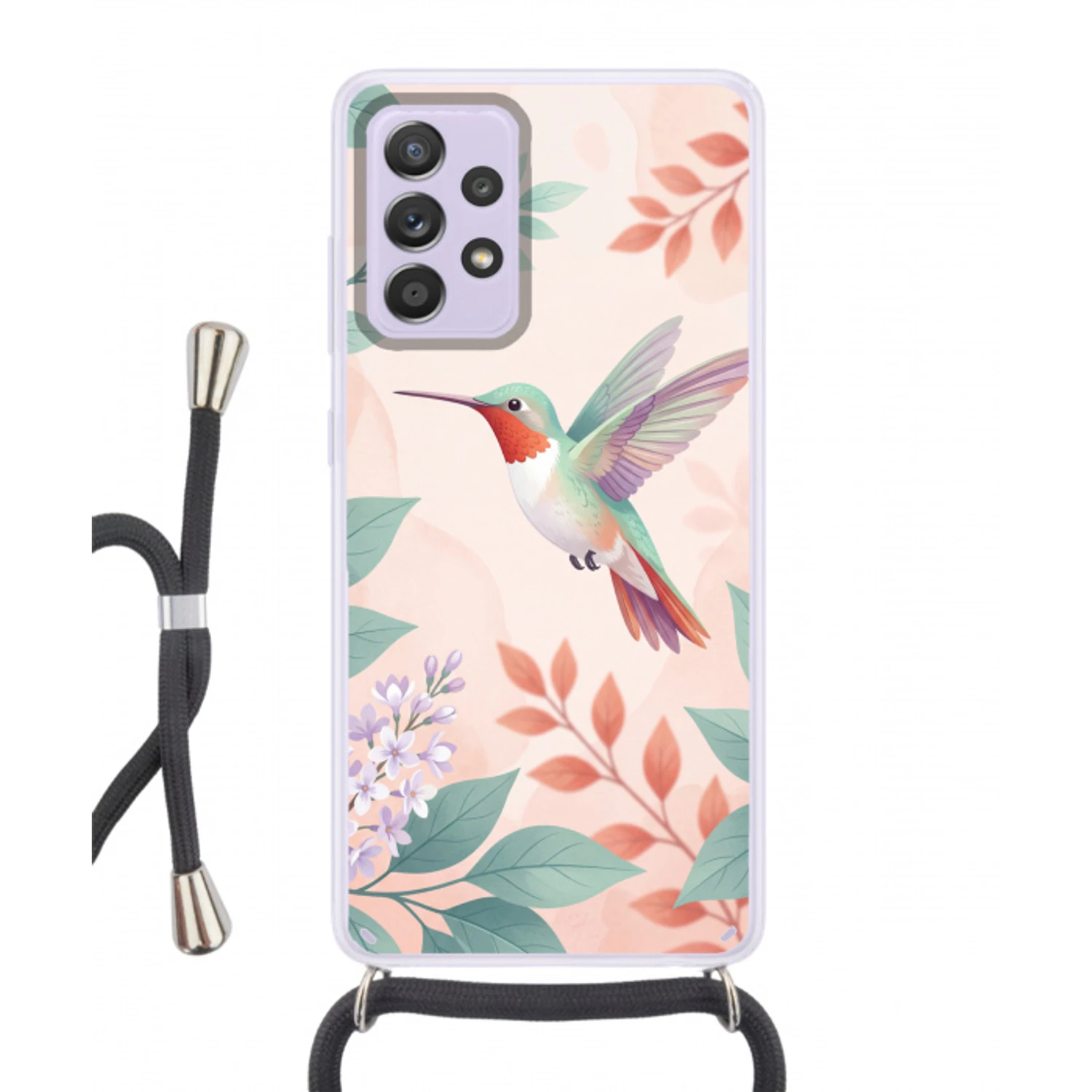 Kolibrie - Vliegen - Natuur - Illustratie - Kleurrijk Hoesje Samsung Galaxy A52 5G met koord klein -3d