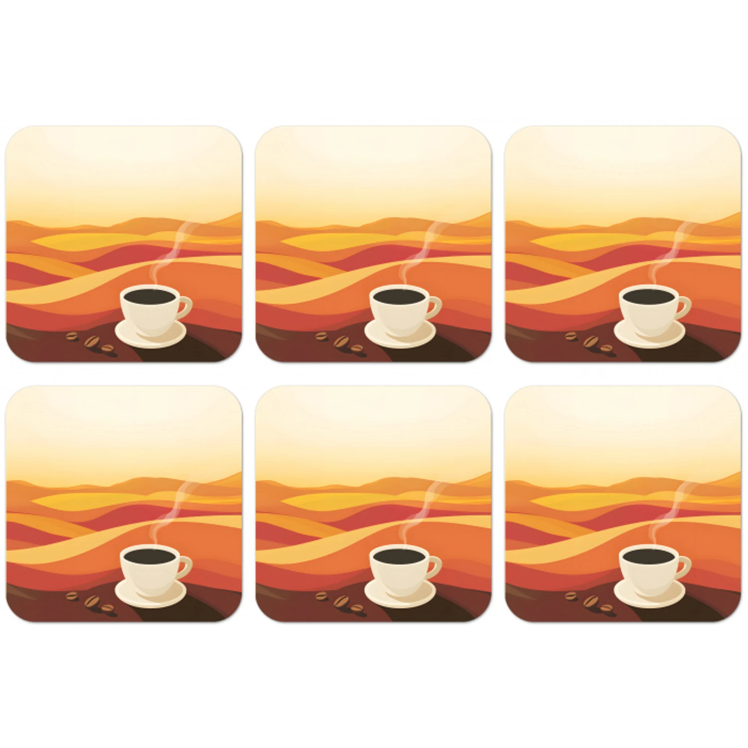 Koffie - Landschap - Oranje - Koffiebonen onderzetter kurk middel -zkaufland3dotto
