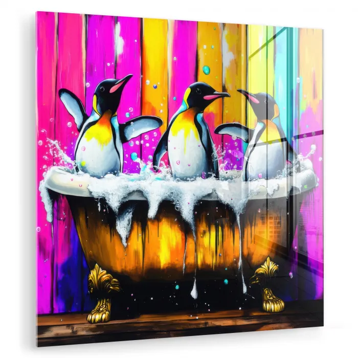 Pinguïns - Badkuip - Kleurrijk - Schuim plexiglas 5mm klein -zzzproduct_nieuw