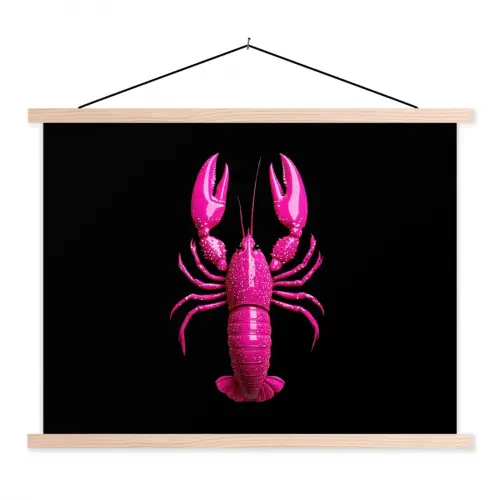 Kreeft - Felroze - Stippen - Opvallend textielposter latten blank klein -3d