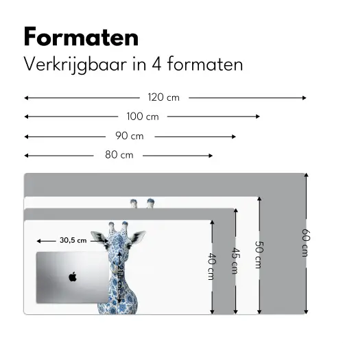 Giraffe - Delfts blauw - Dieren - Minimalistisch Muismat XXL klein -sfeer5