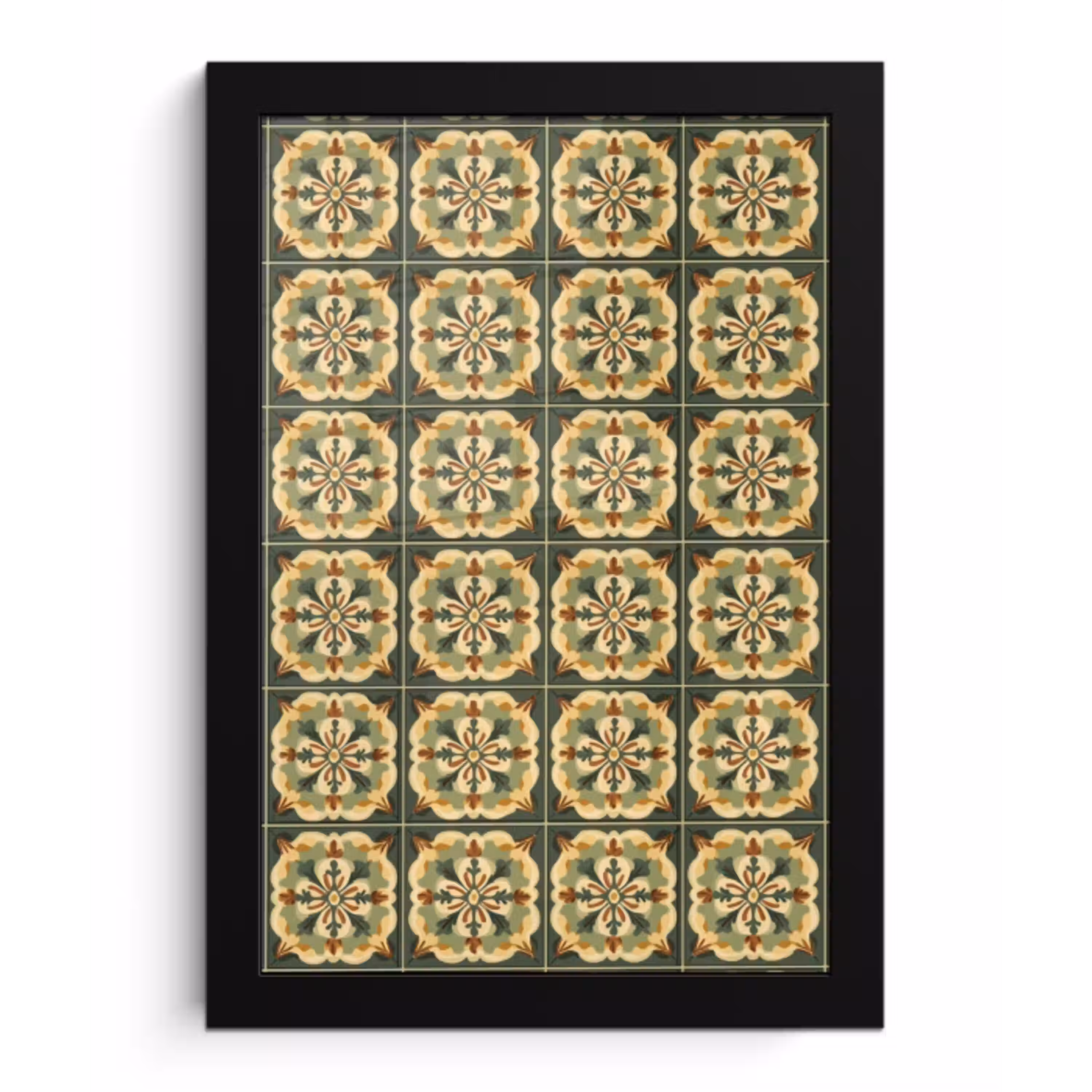 Ornament - Patroon - Groen fotolijst zwart zonder passe partout klein 224 -3d
