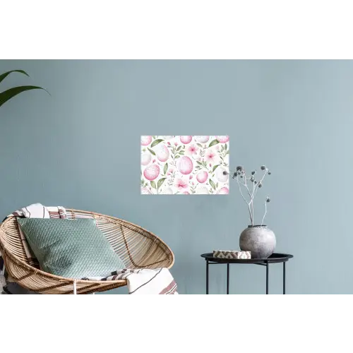 Patroon - Eieren - Roze - Pasen Muursticker klein -plant
