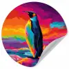 Ijsschots - Pinguïn - Abstract - Lucht Wandcirkel behangsticker klein -3d