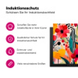 Bloemen - Bladeren - Abstract - Kleurrijk Inductie beschermer vinyl 3mm klein -zzzzzzz-lf-ups