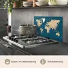 Wereldkaart - Donkerblauw - Beige keuken achterwand spatscherm klein -usp_NL