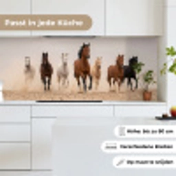 Kudde paarden - Stofwolk - Bruin - Zwart keuken achterwand 2 middel -sfeer4_DE