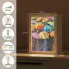 Paraplu's - Schilderij - Kunst - Regenboog Light Box met kabel (Tafellamp) klein -USP_NL