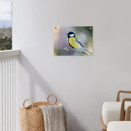 Koolmees op een Tak tuinposter los doek klein -sfeer8