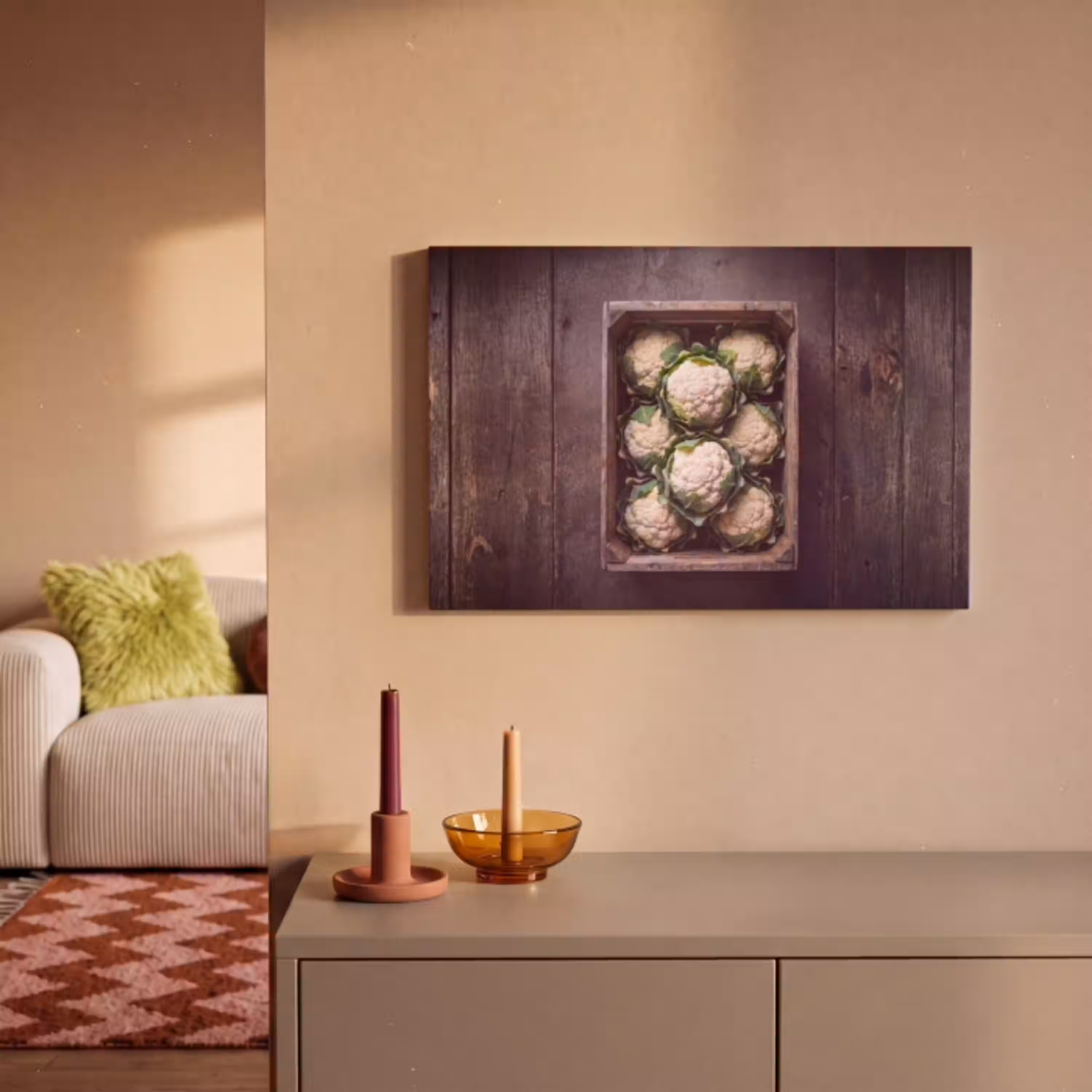 Bloemkool - Houten kist canvas 2cm klein -sfeer1