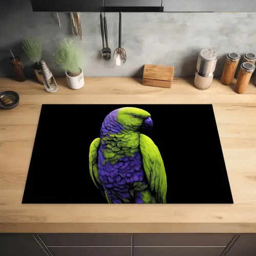 Papegaai - Veren - Opvallend - Groen Inductie beschermer vinyl 3mm klein -sfeer5