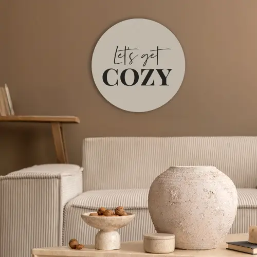 Beige - Winter - Quote - Cozy Akoestische PET Vilt - Rond klein -sfeer1