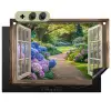 Doorkijk - Tuin - Raam - Hortensia - Bloemen Inductie beschemer met haakjes klein -3d