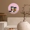 Koffiebekers - Deksel - Verf - Textuur Wandcirkel behangsticker klein -sfeer1