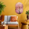 Boom - Roze - Goud - Modern Wandcirkel Ovaal Forex klein -sfeer4