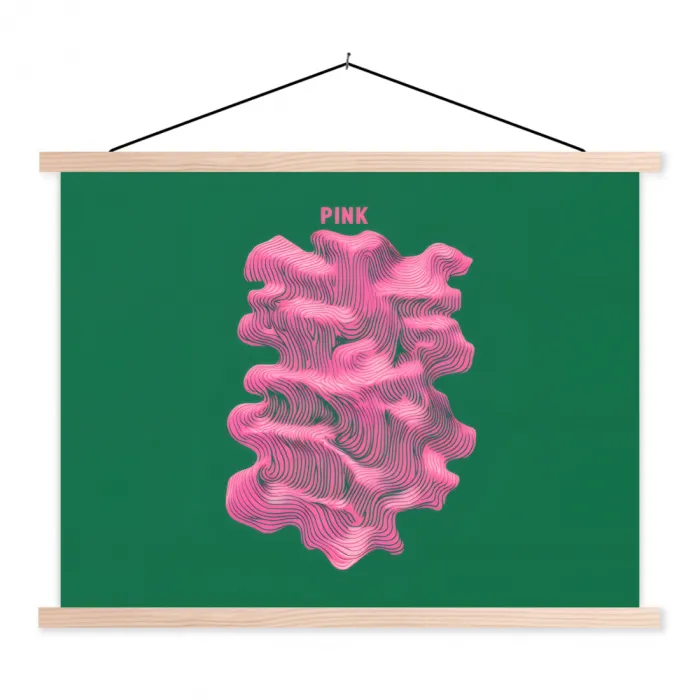 Abstract - Pink - Lijnen - Groen textielposter latten blank klein -3d