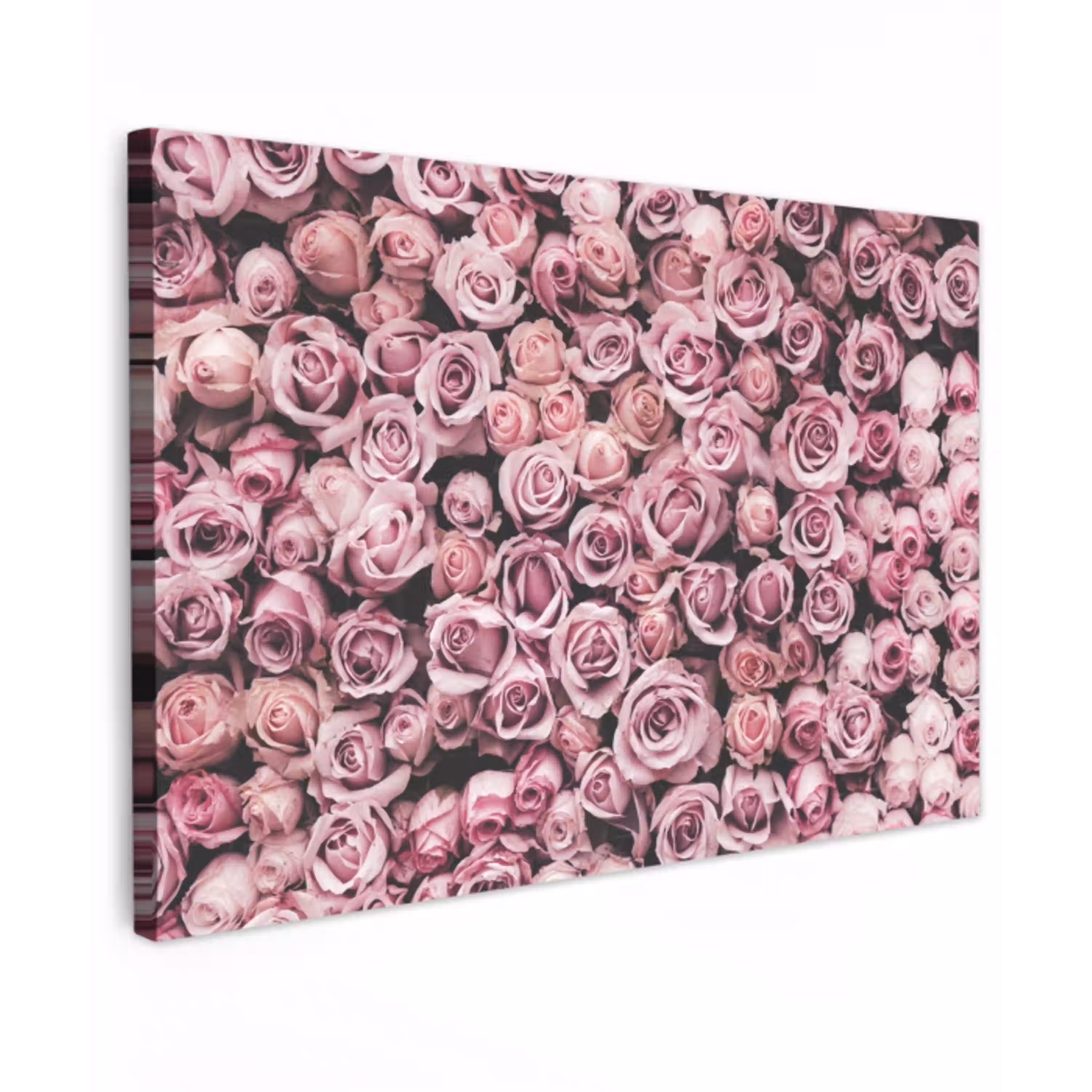 Bloemen - Rozen - Natuur - Roze - Botanisch Tuinposter op houten frame 2 cm dik klein -3d