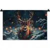 Hert - Kerst - Winter - Sneeuw - Kerstkrans Wandkleed katoen klein -zz3d