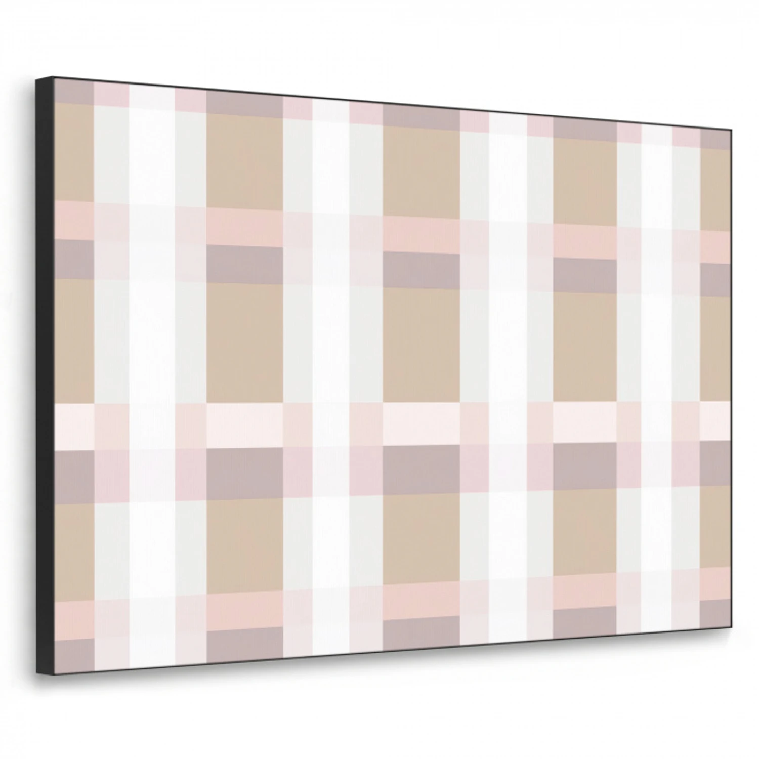 Ruitpatroon - Aardetinten - Minimalistisch Textielframe zwart klein 947 -3d