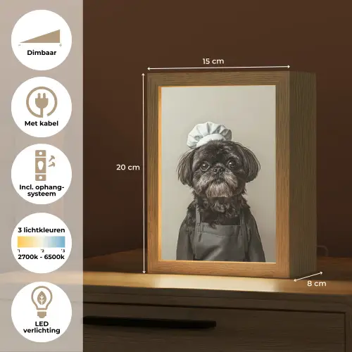 Kokskleding - Zwart - Hondje Light Box met kabel (Tafellamp) klein -USP_NL