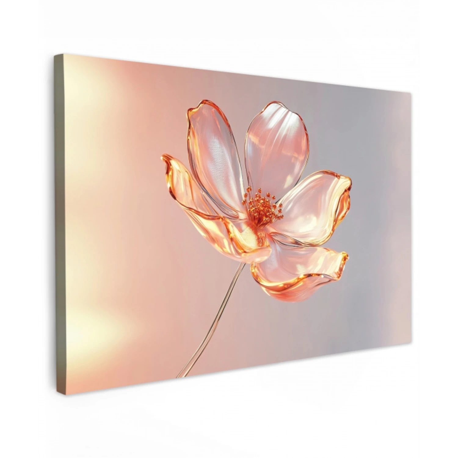 Glazen - Bloem - Roze canvas 2cm klein -z3d