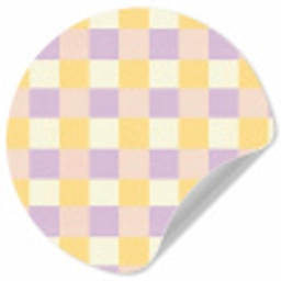 Blokjes - Lila - Geel Wandcirkel behangsticker klein 186 -3d