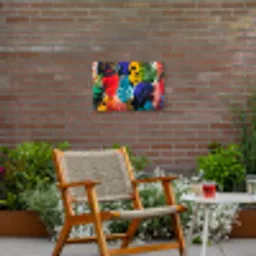 Bladeren - Vormen - Abstract - Kleurrijk Tuinposter op houten frame 2 cm dik klein -sfeer3