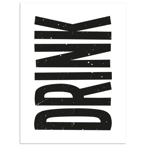 Drink - Zwart - Wit - Decoratie poster papier klein -3d