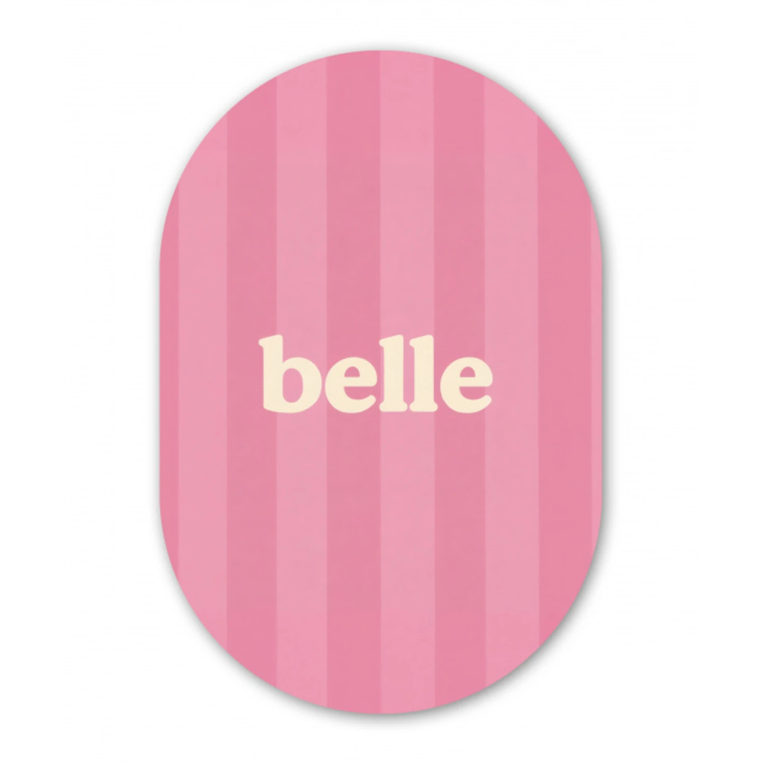Roze - Gestreept - Belle Wandcirkel Ovaal Glas middel -3d