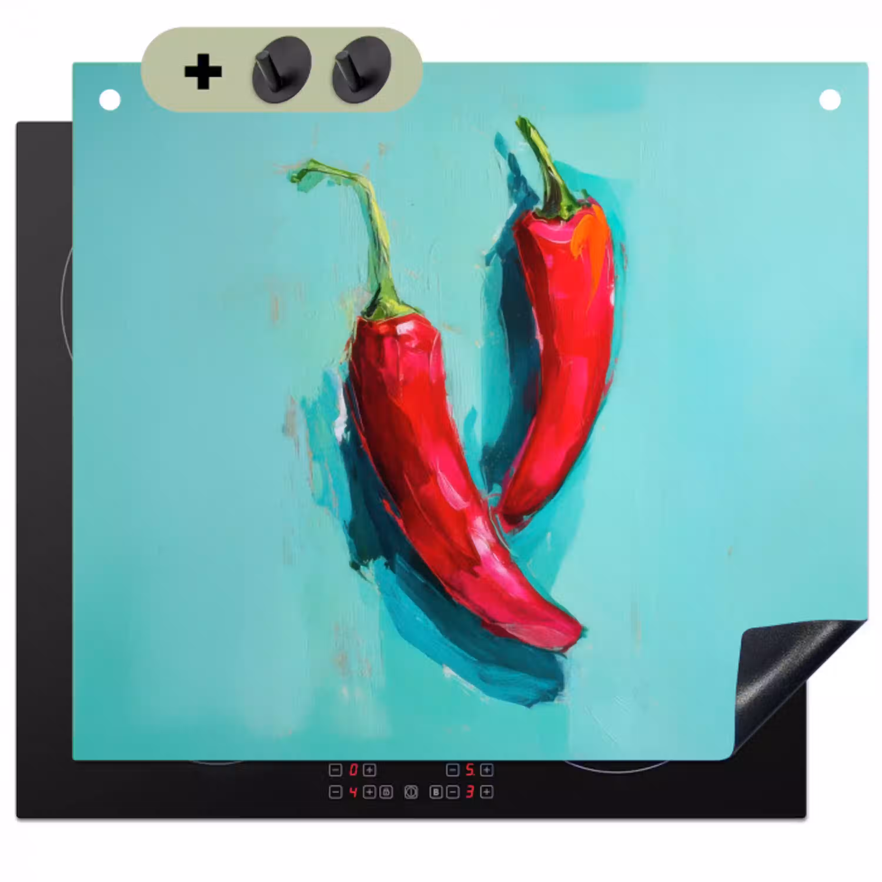 Chilipepers - Geverfd - Rood Inductie beschemer met haakjes klein -3d
