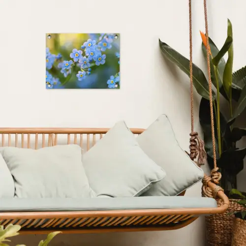 Bloemetjes - Blauw - Vergeet mij nietjes tuinposter los doek klein -sfeer7