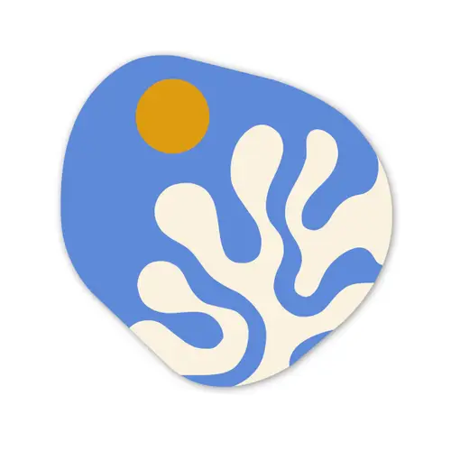 Minimalistisch - Organisch patroon - Blauw Wandcirkel Organisch Forex 3mm klein -3d