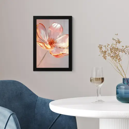 Glazen - Bloem - Roze fotolijst zwart zonder passe partout klein -sfeer4
