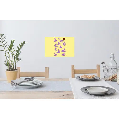 Vogels - Cirkel - Geel - Beweging Muursticker klein -eettafel