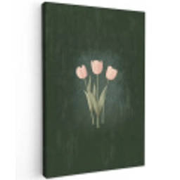 Tulpen - Liefde - Donkergroen Tuinposter op houten frame 2 cm dik middel -3d