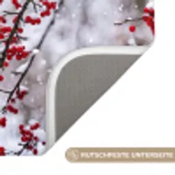 Bessen - Takken - Sneeuw - Winter - Kleurrijk Badmat klein -USP_AntislipDE