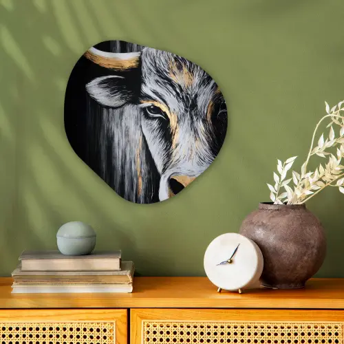 Stier - Hoorns - Snuit - Goud Wandcirkel Organisch Forex 3mm klein -sfeer2
