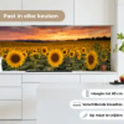 Zonnebloemen - Heuvellandschap - Geel keuken achterwand 2 middel -sfeer4_NL