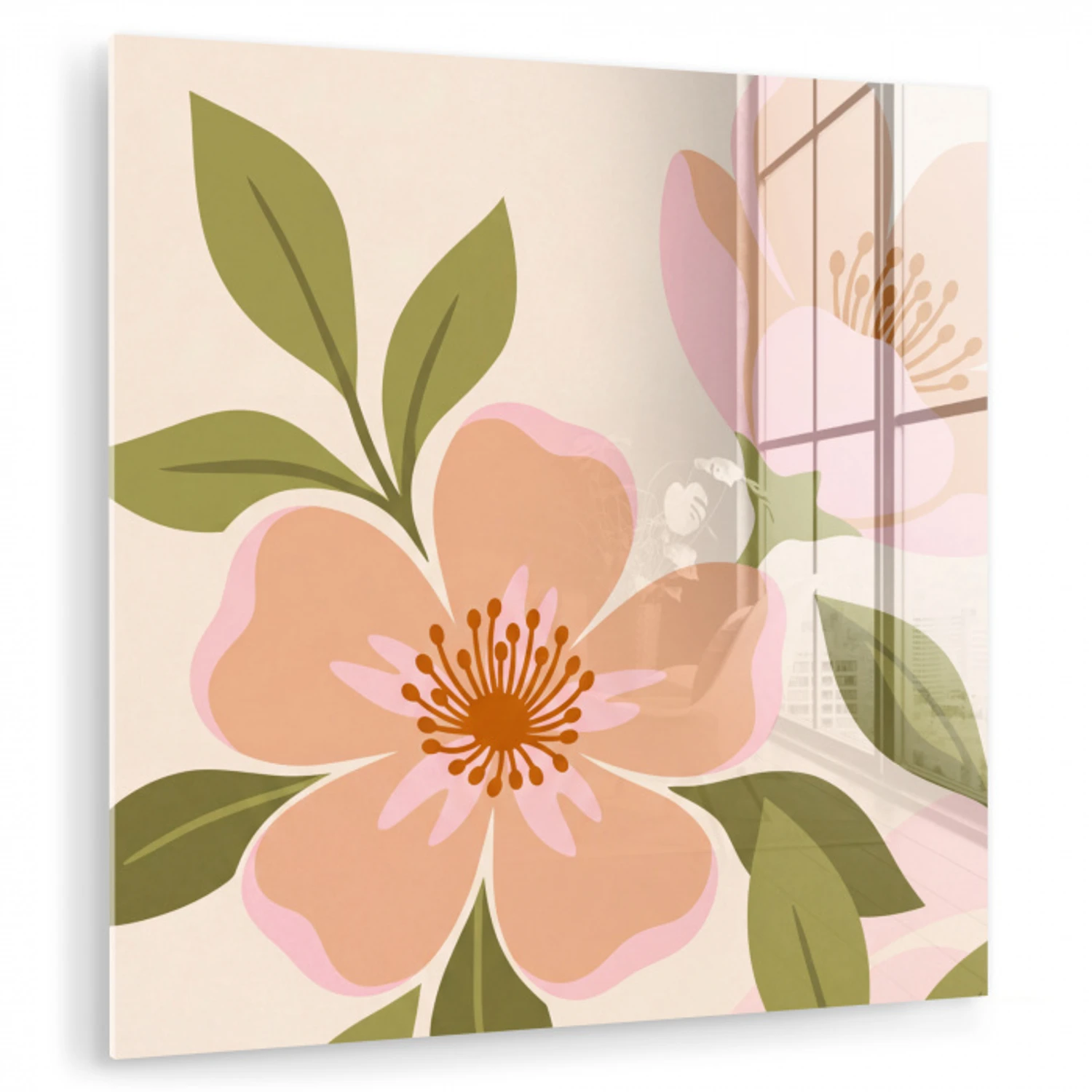 Grafisch - Bloemen - Roze plexiglas 5mm klein -zzzproduct_nieuw