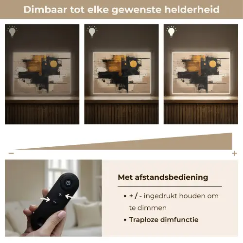 Abstract - Zwart - Goud - Modern Light Box met batterij (Wandlamp) middel -USP_dimbaarNL