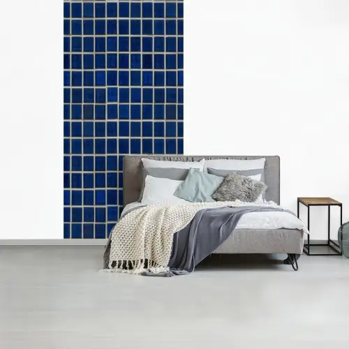 Mozaïek - Tegels- Glanzend - Blauw fotobehang vinyl groot 64 -slaapkamer