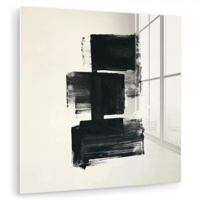 Rechthoeken - Penseelstreken - Abstract - Zwart plexiglas 5mm klein -zzzproduct_nieuw