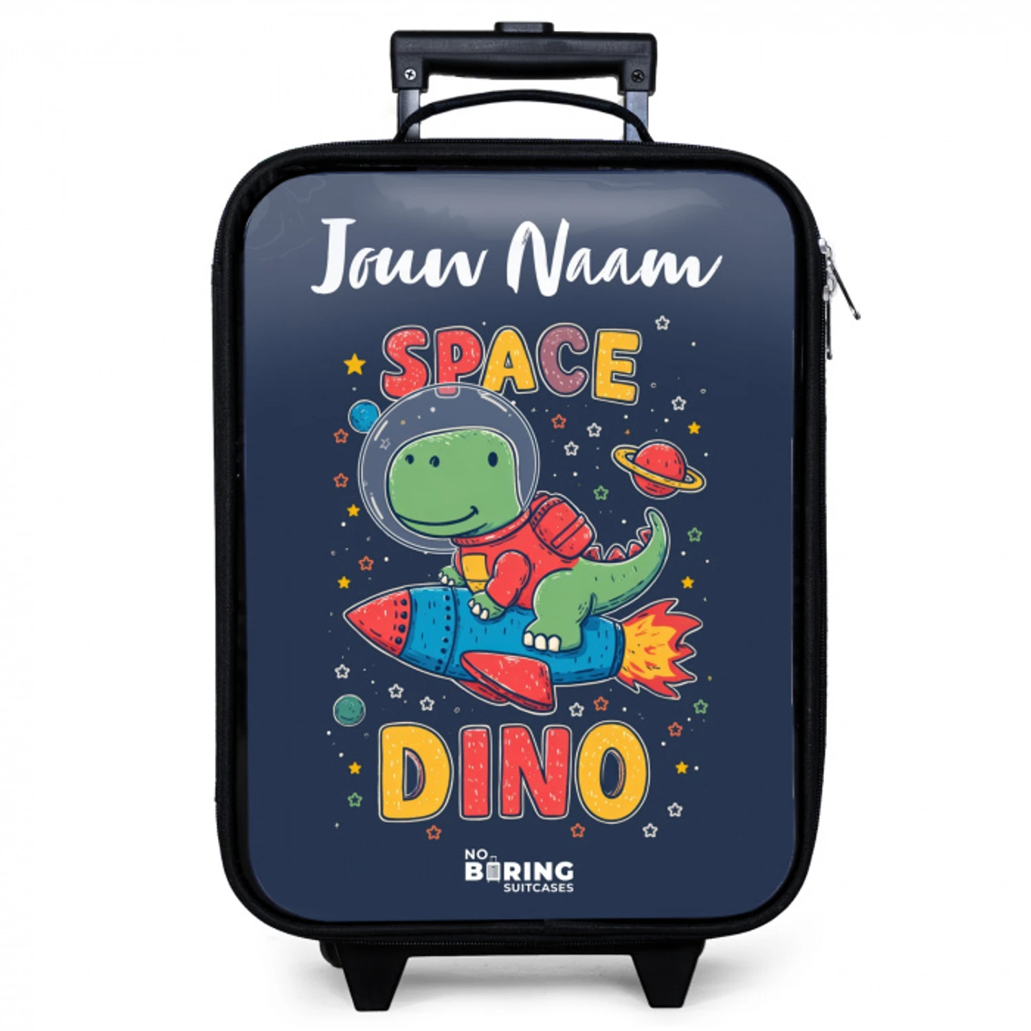 Dinosaurus - Groen - Raket - Sterrenhemel Kinderkoffer - Zwart klein -zzz_website3d