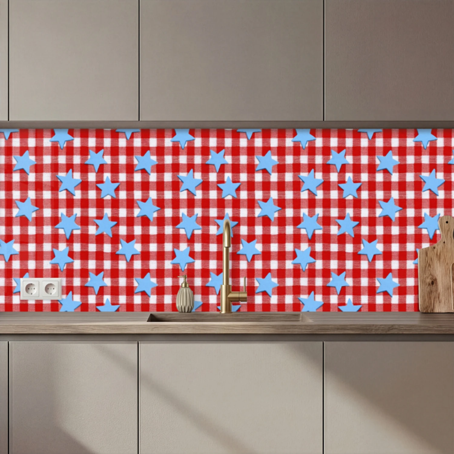 Ruit - Sterren - Rood keuken achterwand 2 middel 871 zz_3dshopping