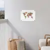 Wereldkaart - Bloemen - Felgekleurd tuinposter los doek klein -sfeer8