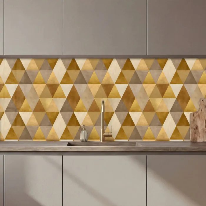 Geometrisch - Driehoek - Goud keuken achterwand 2 middel 871 zz_3dshopping