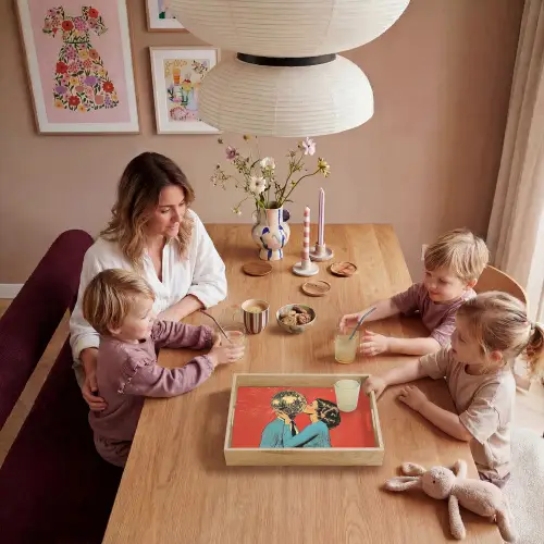 Vrouw - Retro - Discobal - Kus Dienblad Rechthoek middel -sfeer4